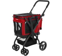 Carlett - Cube P Ruby | Sac de Transport 3 en 1 pour Animaux | Sac de Transport à roulettes | Frein de sécurité | Étanche | Compatible avec Le Sac de Courses | Rouge