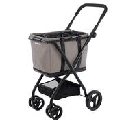 Carlett - Cube S Gris Glacier | Chariot de Courses Pliable avec Sac Amovible | Panier Transformable en Sac à Main | Tissu imperméable | Roues Amovibles à 360° | Design Compact et élégant