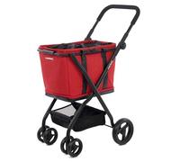 Carlett - Cube S Rouge Rubis | Chariot de Courses avec Sac étanche Amovible | Panier Transformable en Sac | Roues Amovibles à 360° | Pliage Rapide et Compact | Style Dynamique