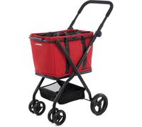 Carlett - Cube S Rouge Rubis | Chariot de Courses avec Sac étanche Amovible | Panier Transformable en Sac | Roues Amovibles à 360° | Pliage Rapide et Compact | Style Dynamique