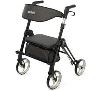 Carlett Déambulateur avec Siège et Dossier Amovibles, Produit Médical Homologué UE, Panier Supérieur et Inférieur, Grandes Roues, Double Frein, Poignée Réglable, Robuste, Lett Ride, Gris Foncé