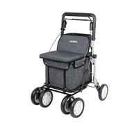 Carlett Déambulateur-chariot Comfort Assist – Siège intégré, poignée réglable, frein parking, gris