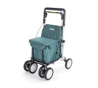 Carlett Déambulateur et Chariot avec Siège Intégré, Produit Médical Homologué UE, Poignée Réglable, Frein de Parking et Roues Réglables 3 Positions, Robuste, Comfort Assist, Vert