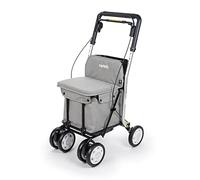 Carlett - Lett800 Confort | Klappbarer Gehhilfe mit Rädern | Zugelassenes Medizinprodukt der Klasse I | avec siège | Sac Abnehmbare 29L/15kg | Ablagefach | Gris d'enfer