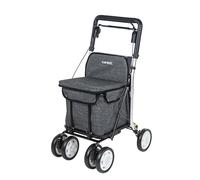 Carlett - Lett800 Comfort Move| Chariot de courses pliable | Avec 4 roues avec siège | Produit Médical Classe I Homologué | Sac amovible 29L/15kg | Plateau Porte-objets | Gris.