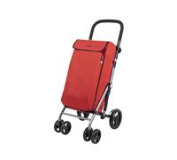 Carlett - Chariot de Courses, Chariot Pliant pour Supermarché, avec 4 Roues et Une Grande Capacité 25kg, Sac Principal 48L, Sac Thermique 10L et Tissu Imperméable - Couleur Rouge