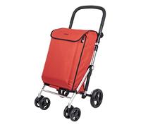 Carlett - Chariot de Courses, Chariot Pliant pour Supermarché, avec 4 Roues et Une Grande Capacité 32kg, Sac Principal 58L, Sac Thermique 12L et Tissu Hydrofuge - Couleur Rouge