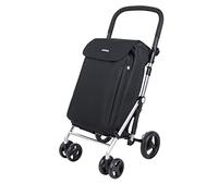 Carlett - Chariot de Courses, Chariot Pliant pour Supermarché, avec 4 Roues et Une Grande Capacité 32kg, Sac Principal 58L, Sac Thermique 12L et Tissu Imperméable - Couleur Noir