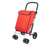 Carlett - Pack Lite Family | Chariot de Courses + Crochet Cadeau | Chariot Pliable pour Supermarché | 4 Roues | Léger | Poignée Réglable et Frein | Sac Extensible 58L | Sac Isotherme 12L | Rouge