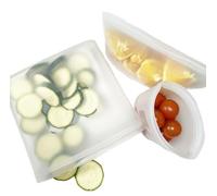 Carlett Sacs en Silicone Réutilisables, Pack de 3 Tailles 250, 450 et 700 ml, 100 % Silicone Platine Sans BPA, pour le Stockage Durable des Aliments