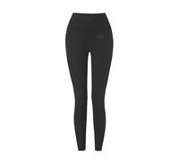 Carlheim Women's Active Wear Leggings Ribbed Panel-Rikke, Black, Medium