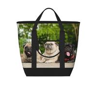 Carlin Amitié Bokeh Chiens Animaux Amis Carlin,Sacs à lunch isothermes de grande capacité pour femmes et hommes