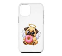 Carlin angélique Mignon avec Motif de Dessin animé en Forme de Beignet Coque pour iPhone 12/12 Pro