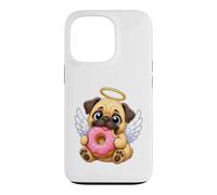 Carlin angélique Mignon avec Motif de Dessin animé en Forme de Beignet Coque pour iPhone 13 Pro