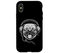 Carlin avec casque DJ Musique Amoureux des chiens Coque pour iPhone X/XS