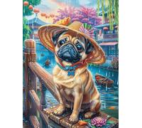 Carlin avec Chapeau dans Le Jardin 1000 Pieces Casse-tête Expert Confirmé en Carton sans Déformation Peinture à l'huile Animaux et Plantes Très Difficile Niveau Expert Jeu De Société Collection Cade