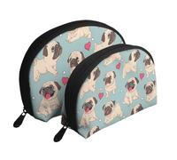 Carlin Bleu Sticker, Trousse de Maquillage Coquille Femme Petit Porte-Monnaie Trousse de Toilette Trousse à cosmétiques 2 pièces