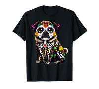 Carlin Chien Mexicain Crâne Sucre Calavera Viva Mexico Party T-Shirt