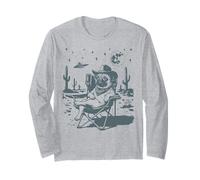 Carlin Cowboy Drôle Chien Meme UFO Western Manche Longue