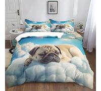 Carlin des Nuages Housse de Couette 140x200 cm Bleu Parure de Lit pour Enfants Adultes, 3D Imprimé Ensemble de Literie Microfibre Doux Hypoallergique