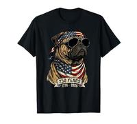 Carlin Drapeau américain 250 Ans 1776-2026 Bicentenaire USA Dog T-Shirt