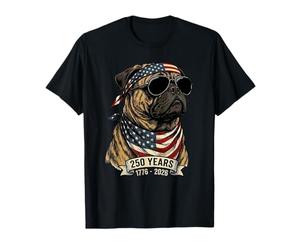 Carlin Drapeau américain 250 Ans 1776-2026 Bicentenaire USA Dog T-Shirt