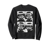 Carlin drôle avec Lunettes de Soleil rétro Meme Dogs Coupe de Cheveux Bob Sweatshirt