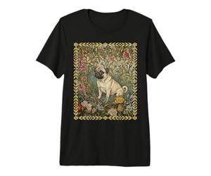 Carlin Fauve Doux dans Un Vieux Jardin Anglais T-Shirt Haut de Gamme