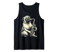 Carlin Jouant du Saxophone Amusant Chien Musicien de Jazz Débardeur