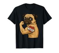 Carlin musclé drôle avec I Love Dad Tattoo Dog Dad T-Shirt