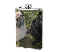 Carlin noir et blanc,Flasque de poche plate de 8 oz en acier inoxydable 304, idéale pour les activités de plein air.