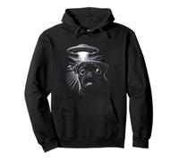 Carlin Noir UFO Alien Abduction Funny Sci FI Dog Design Sweat à Capuche