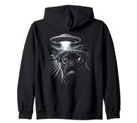 Carlin Noir UFO Alien Abduction Funny Sci FI Dog Design Sweat à Capuche