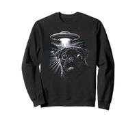 Carlin Noir UFO Alien Abduction Funny Sci FI Dog Design Sweatshirt