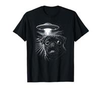 Carlin Noir UFO Alien Abduction Funny Sci FI Dog Design T-Shirt