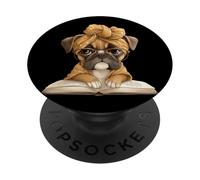 Carlin Ouvert Livre Lecture Amoureux des Chiens Graphique Portrait Arc Rond PopSockets PopGrip Adhésif