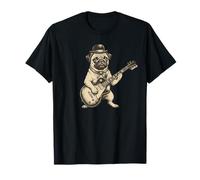 Carlin Playing Guitare électrique Classic Dog Superstar Fun Puppy T-Shirt
