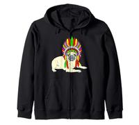 Carlin Portant Une Coiffe Indienne Chiot habillé Sweat à Capuche