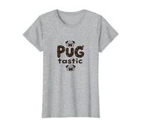 Carlin Tastic Adorable Chien Amoureux fantaisiste T-Shirt, Femme, Gris Chiné, L