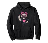 Carlin Tendance avec Lunettes Rondes Roses et nœud en Forme de Patte Sweat à Capuche