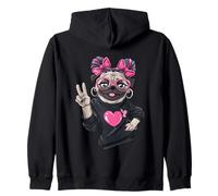 Carlin Tendance avec Lunettes Rondes Roses et nœud en Forme de Patte Sweat à Capuche