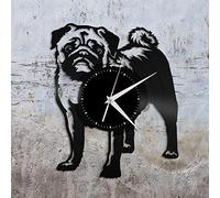 Carlin Vinyle Horloge Murale Célèbre Animal Cadeau pour Les Amateurs De Chien Enfants Chambre Décoration Vintage Design Bureau Bar Chambre Décor À La Maison