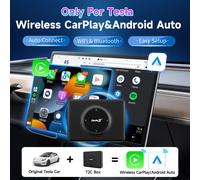 CarlinKit adaptateur USB sans fil Android Auto & CarPlay pour voiture Tesla modèle 3 modèle Y modèle X/S mise à niveau en ligne Waze Spotify Ai Box Global No SIM