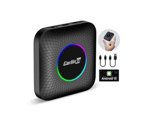 CarlinKit Voiture Android 13 AIBOX LED Ambiance: adaptateur sans fil CarPlay/Android, Qualcomm SM 6225, 8+128 Go, YouTube/Netflix/Disney+/OTA Mise à niveau