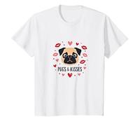 Carlins et Bisous : Adorable Cadeau Romantique pour Amoureux des Chiens T-Shirt, Enfant, Blanc, 12 Ans