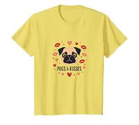 Carlins et Bisous : Adorable Cadeau Romantique pour Amoureux des Chiens T-Shirt, Enfant, Citron, 2 Ans
