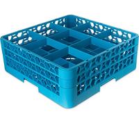 Carlisle Rg16-1 C410 Opticlean 16 Compartiment Verre Rack avec 1 Extender, 14,1 cm, Polypropylène, Rouge/Bleu Carlisle