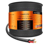 CARLITS 22 Calibre Fil Electrique 3 Conducteurs 3x0,32mm², 45.72M Black Basse Tension 22/3 Câble PVC, Cordon D'alimentation Flexible pour Lampe LED