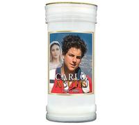 Carlo Acutis 9456 Bougie pilier religieuse avec prière et durée de combustion de 72 heures 15 cm