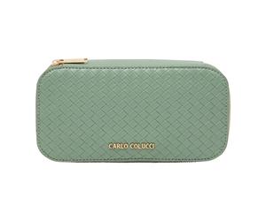 Carlo Colucci - Braided Toiletry Bag - Femme - Sacs - Vert - Taille: ONE Size